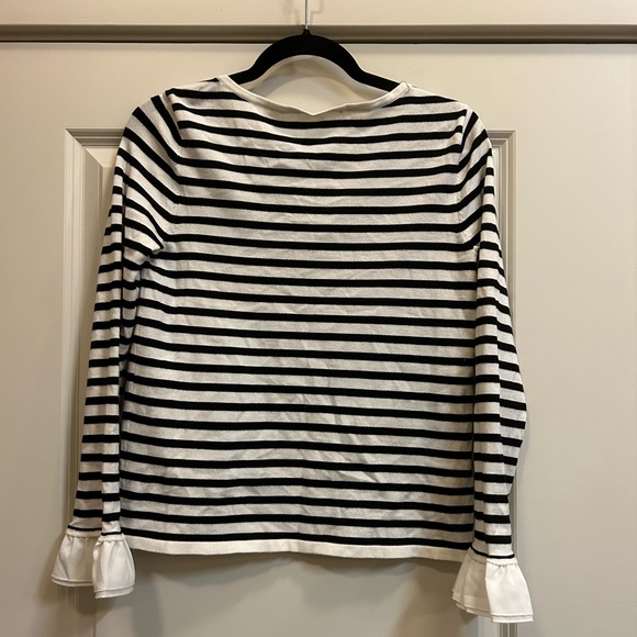 Tommy Hilfiger Black and White Stripe Knit Top w/ Tiered Flowy Cuffs - size S - Picture 3 of 4
